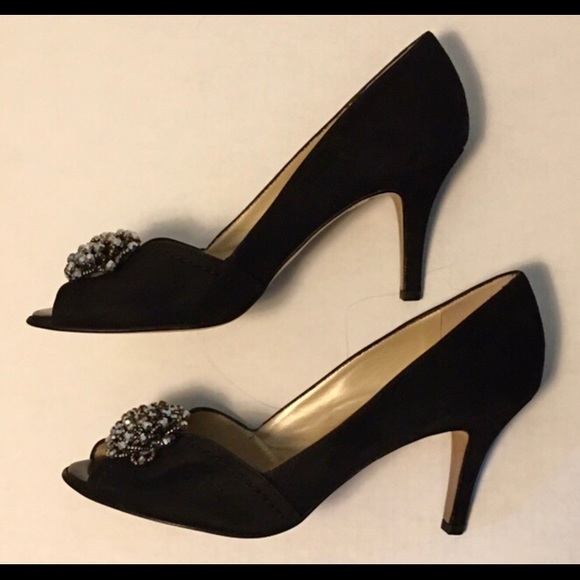 Peter Kaiser Black Suede Embellished Open Toe Heel - Picture 4 of 7